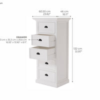 NovaSolo Halifax Opbergkast met 5 lades 132 cm | Wit - Mooier Thuis