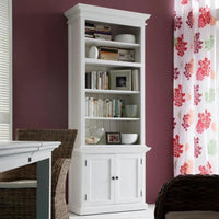 NovaSolo Halifax Boekenkast met onderkast 220 cm | Wit