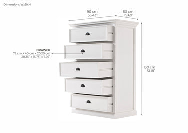 NovaSolo Halifax Commode 5 laden | Wit - Mooier Thuis