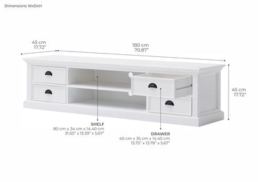 Halifax Tv-meubel 4 lades 180 cm | Wit - afbeelding 14