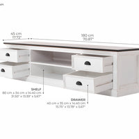 NovaSolo Halifax Accent Tv-meubel 180cm met 4 lades | Wit/Bruin - Mooier Thuis