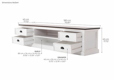 NovaSolo Halifax Accent Tv-meubel 180cm met 4 lades | Wit/Bruin - Mooier Thuis