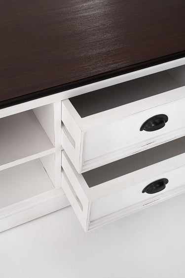 Halifax Accent Tv-meubel 180cm met 4 lades | Wit/Bruin - afbeelding 4