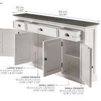 NovaSolo Halifax Contrast Buffetkast 140 cm | Wit/Zwart - Mooier Thuis