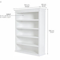 NovaSolo Halifax Boekenkast met 5 planken 150 cm | Wit - Mooier Thuis