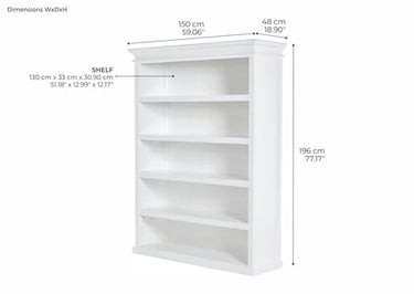 NovaSolo Halifax Boekenkast met 5 planken 150 cm | Wit - Mooier Thuis