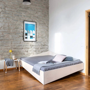 Weißes Eck-Doppelbett 164 x 204 cm