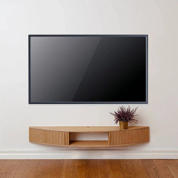 Gebogenes, schwebendes TV-Möbel – Eiche natur, 180 cm