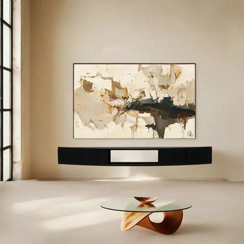 Gebogenes, schwebendes TV-Möbel – schwarz, 200 cm