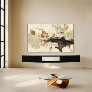 Gebogenes, schwebendes TV-Möbel – schwarz, 200 cm