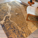 Cities 9315 vloerkleed - goud en antraciet - Mooier Thuis