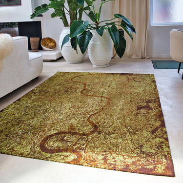 Cities 9320 vloerkleed - bruin en groen - Mooier Thuis