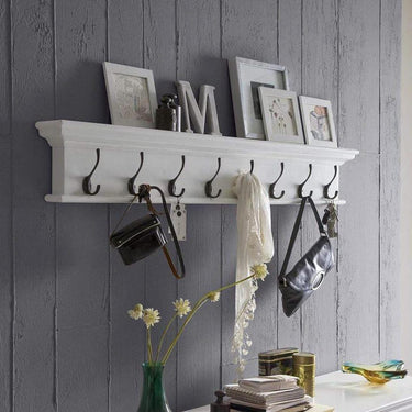 Halifax Wandgarderobe mit 8 Haken – weiß