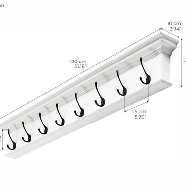 Halifax Wandgarderobe mit 8 Haken – weiß