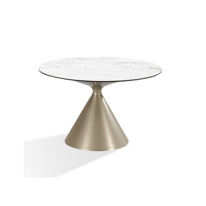 Winston Ronde Eettafel Gesinterd Steen Wit/Champagne Ø119 cm