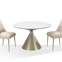 Winston Ronde Eettafel Gesinterd Steen Wit/Champagne Ø119 cm