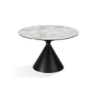 Winston Ronde Eettafel Gesinterd Steen Wit/Zwart Ø119 cm