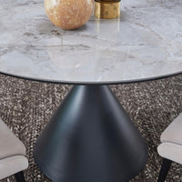 Winston Ronde Eettafel Gesinterd Steen Wit/Zwart Ø119 cm