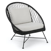 Tuinstoel wicker zwart aluminium | breed model incl. kussen - Mooier Thuis