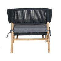 Eurofar Terrasstoel aluminium touw antraciet met acacia | incl. kussen