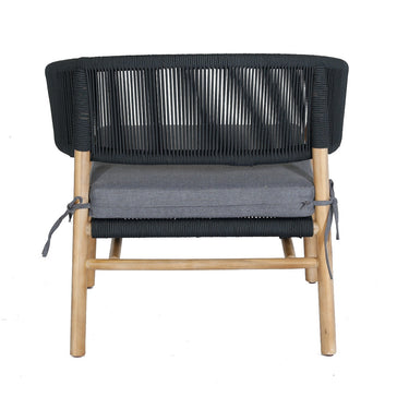 Terrasstoel aluminium touw antraciet met acacia | incl. kussen