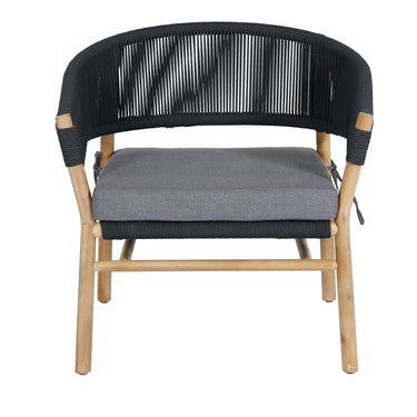 Terrasstoel aluminium touw antraciet met acacia | incl. kussen
