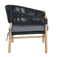 Terrasstoel aluminium touw antraciet met acacia | incl. kussen - afbeelding 2