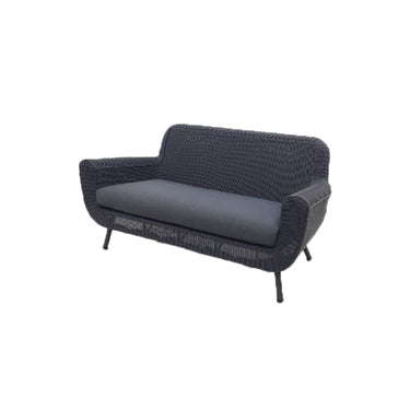 Tuinbank 2-zits wicker antraciet | incl. kussens