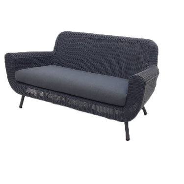 Tuinbank 2-zits wicker antraciet | incl. kussens