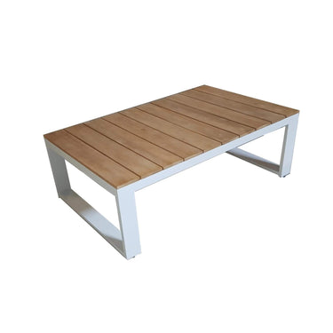 Tuintafel aluminium met acacia blad | wit 110x70 cm