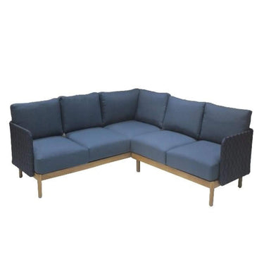 Hoekloungeset tuin gevlochten touw navyblauw | Olefin kussens