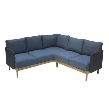 Hoekloungeset tuin gevlochten touw indigoblauw | incl. kussens