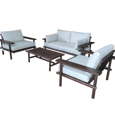 Loungeset tuin 4-delig acaciahout donker teak | incl. kussens