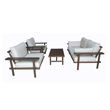 Loungeset tuin 4-delig acaciahout donker teak | incl. kussens