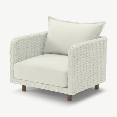 Tuinstoel touwvlechtwerk off-white met acacia | incl. kussen