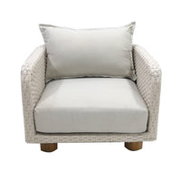 Tuinstoel touwvlechtwerk off-white met acacia | incl. kussen - afbeelding 2