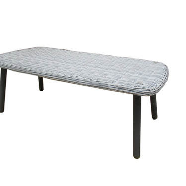 Tuintafel wicker met glasblad | antraciet 100x50 cm