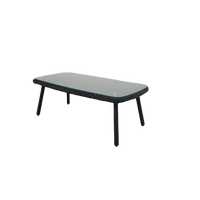 Eurofar Tuintafel wicker met glasblad | antraciet 100x50 cm