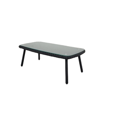 Tuintafel wicker met glasblad | antraciet 100x50 cm