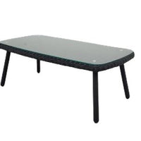 Eurofar Tuintafel wicker met glasblad | antraciet 100x50 cm - Mooier Thuis