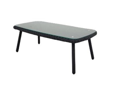 Tuintafel wicker met glasblad | antraciet 100x50 cm