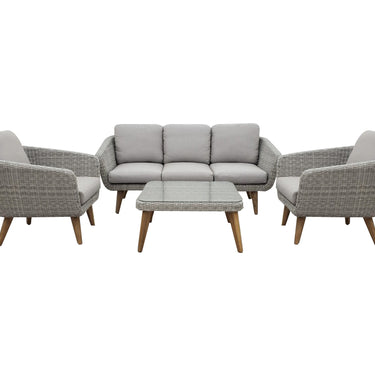 Loungeset tuin 4-delig wicker grijs aluminium | incl. kussens