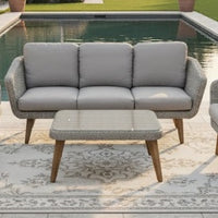 Eurofar Loungeset tuin 4-delig wicker grijs aluminium | incl. kussens