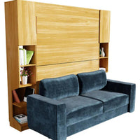 Vertikal klappbares Bett mit Regal und Sofa Eichenfurnier 160 cm