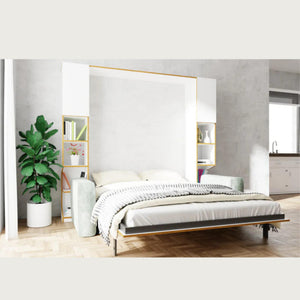 Vertikales Klappbett mit Regal und Sofa Weiß 160 cm