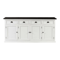 Halifax Contrast Buffetkast 200 cm met 4 deuren en 4 lades | Wit/Zwart - Mooier Thuis