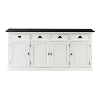 Halifax Contrast Buffetkast 200 cm met 4 deuren en 4 lades | Wit/Zwart