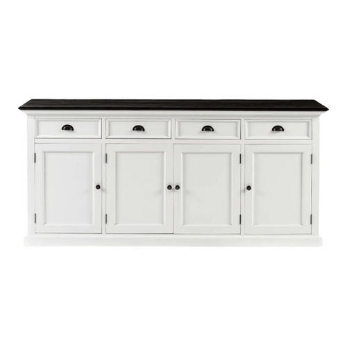 Halifax Contrast Buffetkast 200 cm met 4 deuren en 4 lades - wit en zwart - Mooier Thuis
