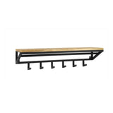 Wandkapstok industrieel mangohout 120 cm - naturel en zwart - Mooier Thuis