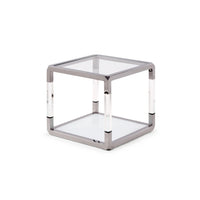 Jasper Bijzettafel Glas & Acryl Zilver 56x56 cm